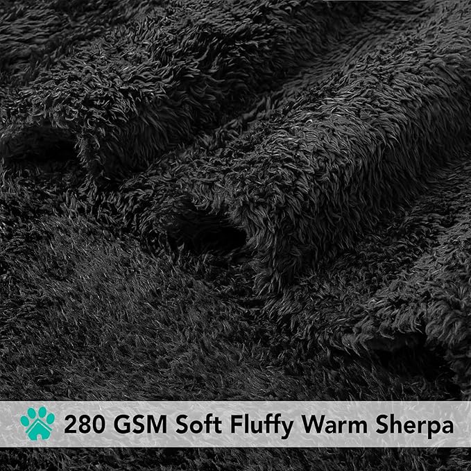 PetAmi Dog Blanket for Large Medium Dogs Black, Fluffy Soft Puppy Blanket - Image 4