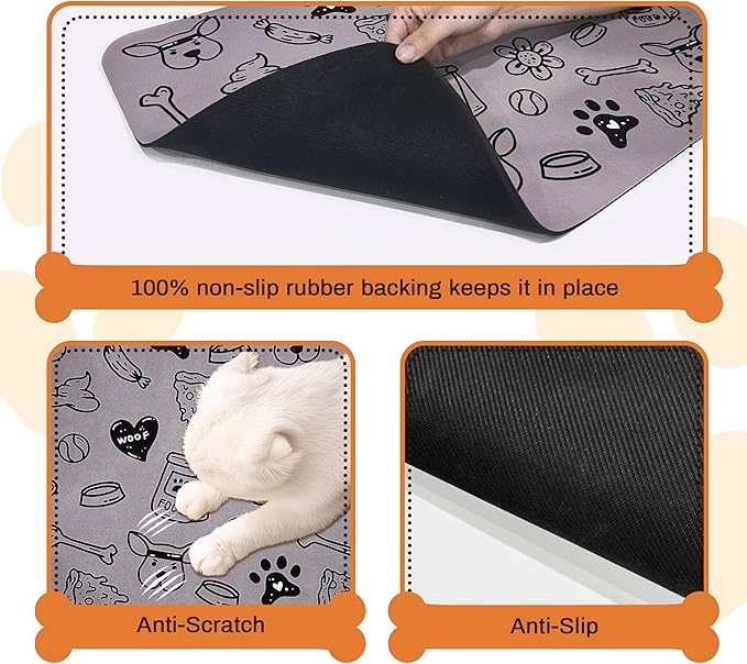 Pet Feeding Mat for Floors Waterproof Dog Mat for Food and Water Absorbent - Image 3