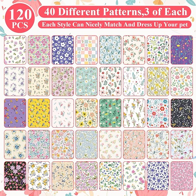 Reginary 120 Packs Spring Dog Bandanas Bulk Flower Dog Scarf Adjustable Holiday - Image 3