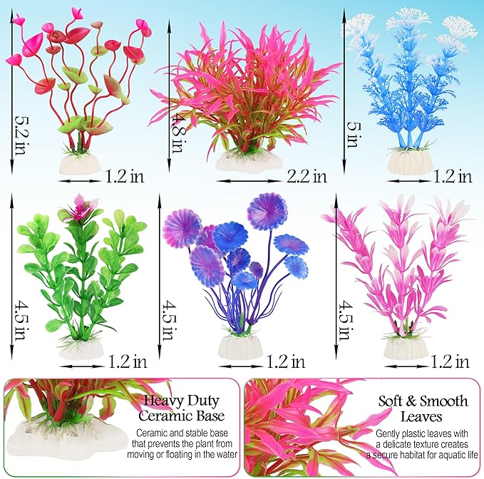 MyLifeUNIT Fish Tank Plants, 7 Pieces Colorful Aquarium Plants and Coral Reef - Image 6