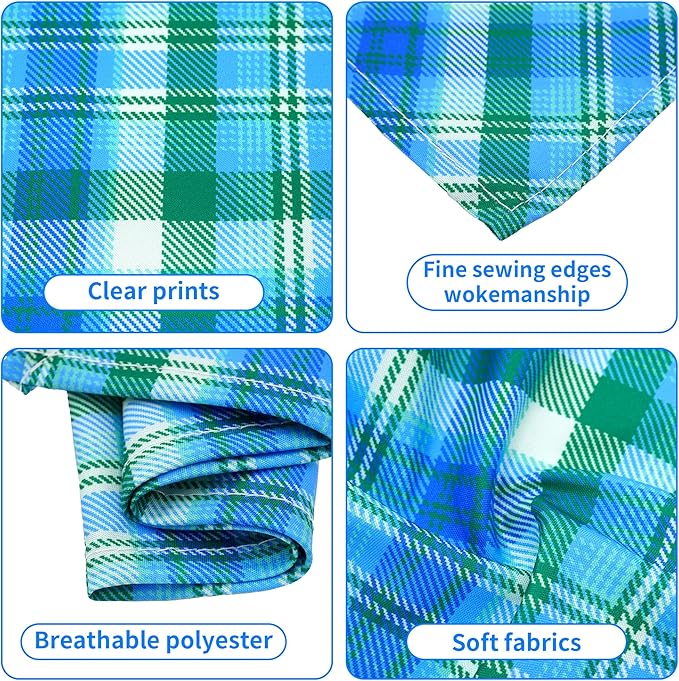 30 Pack Large Plaid Dog Bandanas Stitch Dog Bandana Bulk Reversible Print One - Image 3