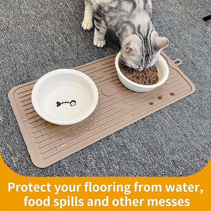 Ptlom Pet Placemat for Dog and Cat, Anti-Slip Waterproof Dogs Feeding Mat - Image 5