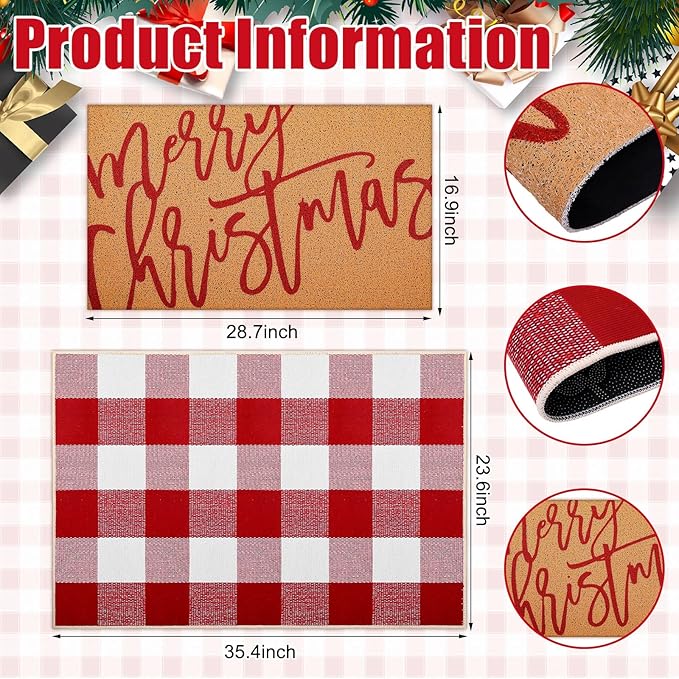 Tinideya 2 Pcs Door Mat Welcome Non Slip Coir Mats Floor Layering Doormats - Image 3