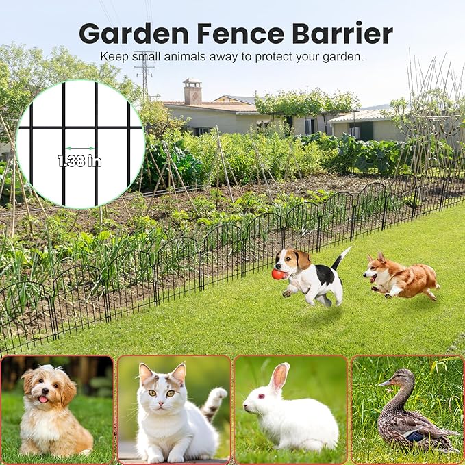 19Pcs Decorative Garden Fence, 20in/20.5ft Rustproof Metal Fences Animal - Image 4