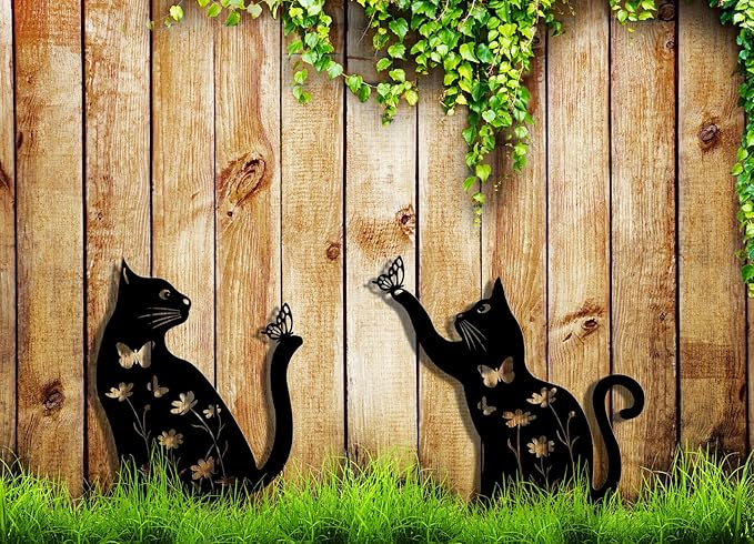 Metal Cat Garden Decor for Outside, Rust Proof Steel Kitten Decor for Kitty - Image 8