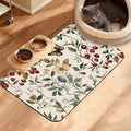 Butterfly Flower Dog Food Mat, Vintage Berry Absorbent Pet Feeding Mat by Unknown