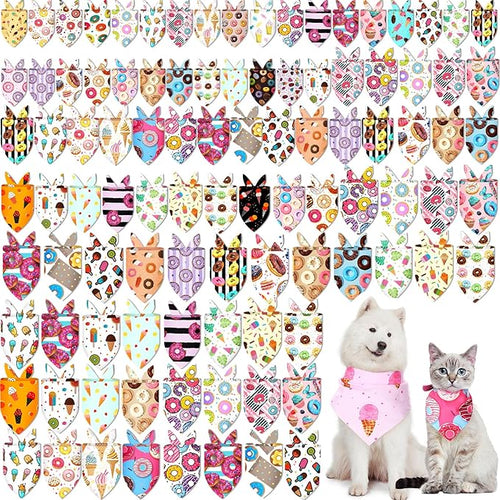 100 Pcs Dog Bandanas Bulk Hawaiian Dog Bandanas Summer 3 Sizes Washable by Huhumy
