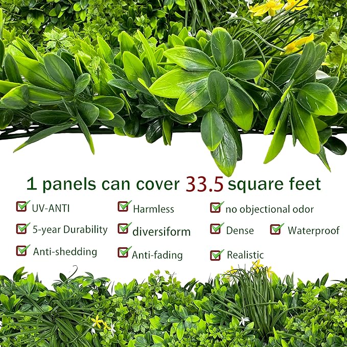 Artificial Plant Wall Roll: 40X120 in UV-Anti Ivy Privacy Fence Screen Faux - Image 3