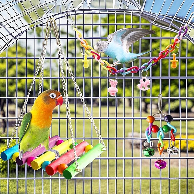 Bird Parakeet Cockatiel Toys, ESRISE Birds Cage Accessories Swing Climbing - Image 5