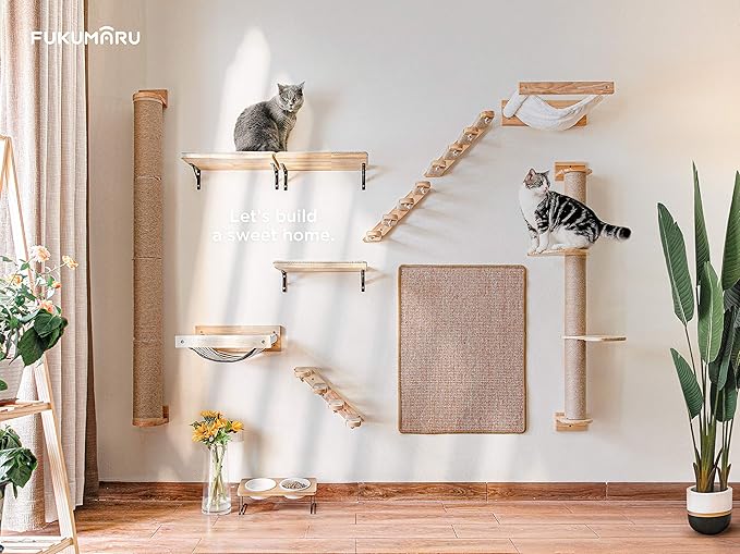 FUKUMARU Cat Climbing Shelf Wall Mounted, Four Step Cat Stairway - Image 4