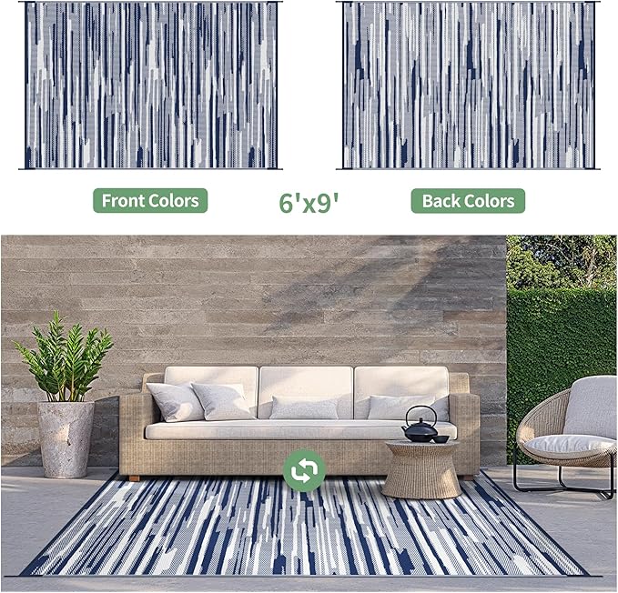 GENIMO Outdoor Rug for Patio Clearance, Reversible Plastic Straw Rugs for RV - Image 2