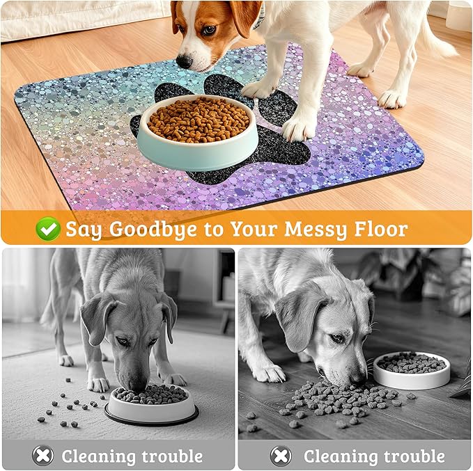Pet Feeding Mat, Dog Paw Absorbent Dog Cat Food Mat Dog Mat - Image 4
