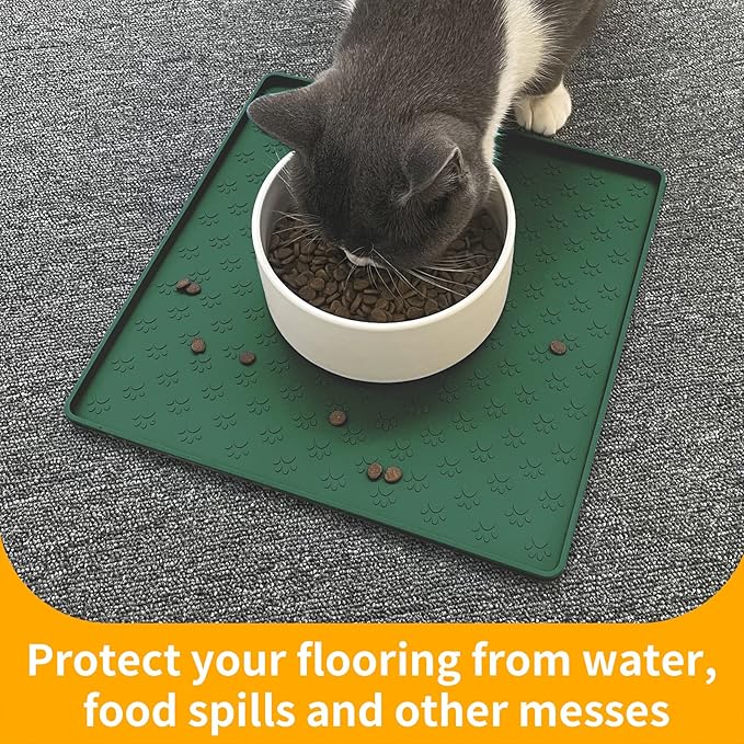 Ptlom Pet Placemat for Dog and Cat, Waterproof Silicone Pet Feeding Bowl Mats - Image 5