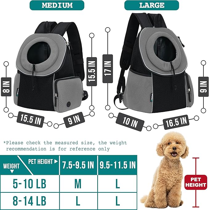 PetAmi Dog Front Carrier Backpack, Ventilated Adjustable Dog Pet Cat Chest - Image 3