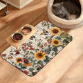 Pet Feeding Mat, Vintage Flower Absorbent Dog Cat Food Mat Rustic Wooden Dog Mat by Unknown