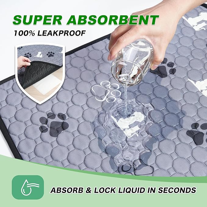 Washable Pee Pads for Dogs, 2 Pack Absorbent Reusable Training Dog Pads Pet - Image 2