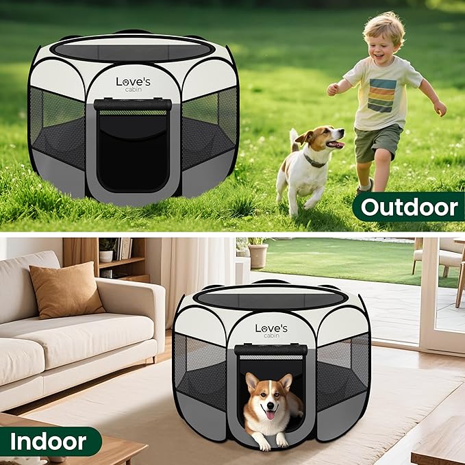 Love's cabin Pet Puppy Dog Playpen, Medium Dog Tent Crates Cage Indoor/Outdoor - Image 7