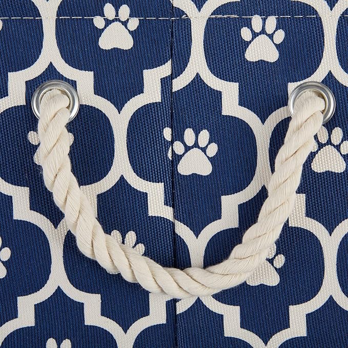 Bone Dry Pet Storage Collection Lattice Paw Print, Nautical Blue, Small Round - Image 4