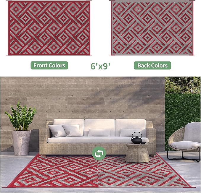 GENIMO Christmas Outdoor Rug for Patio Clearance, Lightweight Waterproof RV - Image 6