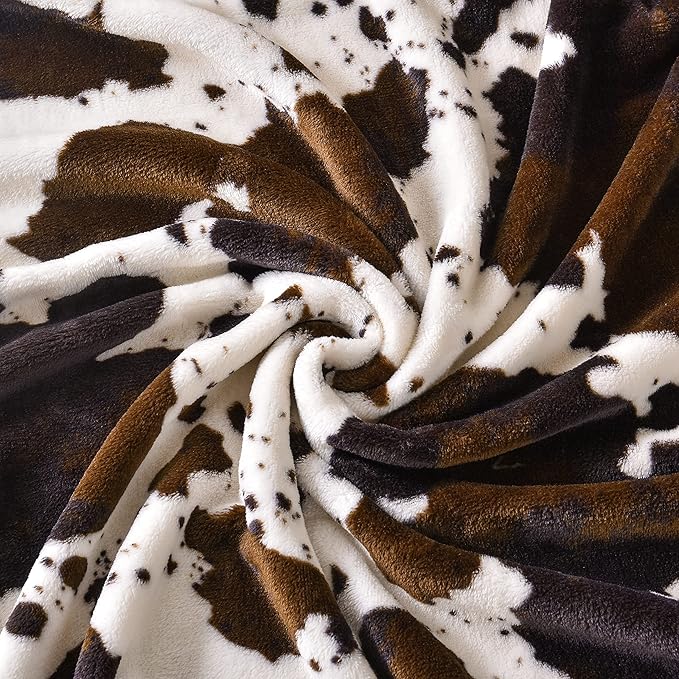 Bnuitland Brown Cow Print Throw Blanket - Image 5