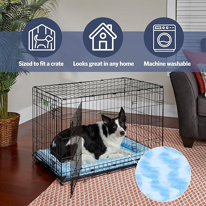 MidWest Homes for Pets QuietTime Fashion XXS Dog Bed – Blue Faux Fur Bolster - Image 4