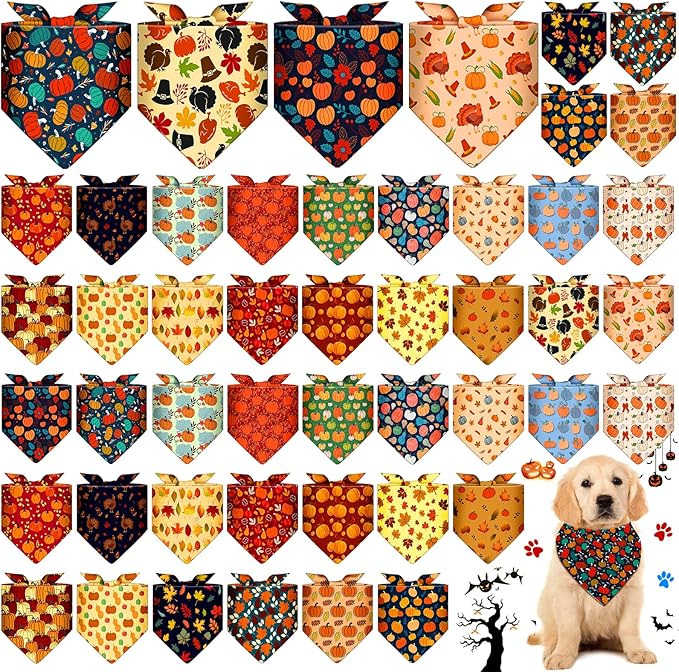 Sanwuta 48 Pcs Dog Bandanas Bulk Pet Bibs Colorful Scarf Pet Bandanas by Sanwuta