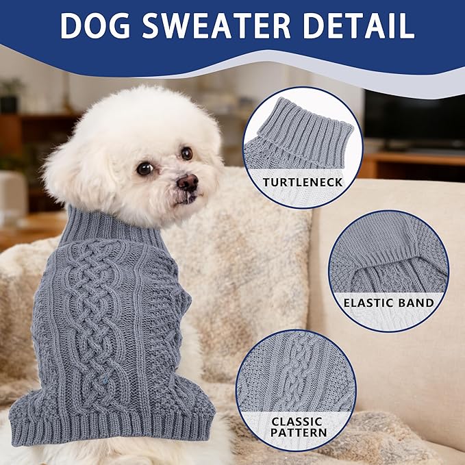Dog Sweaters for Small Dogs Winter Dog Clothes Turtleneck Knit Puppy Sweater - Image 3