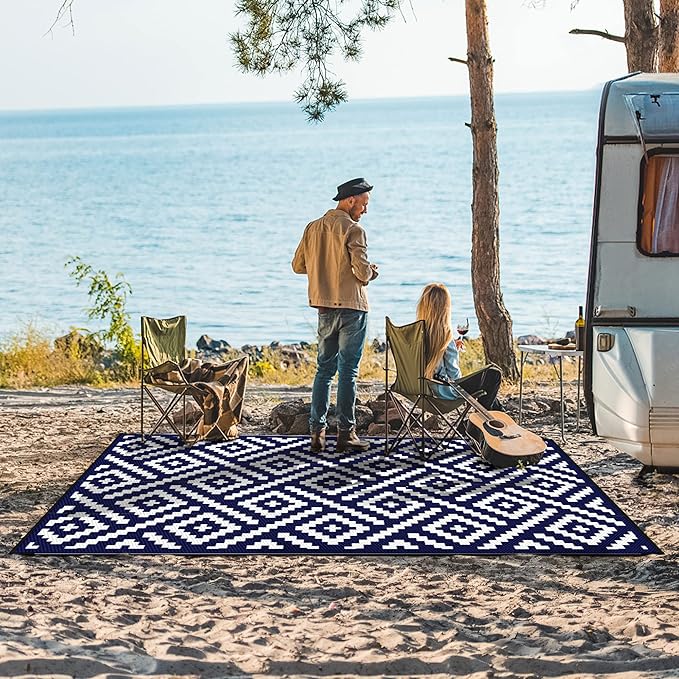 GENIMO Outdoor Rug 4x6 Waterproof, Reversible Mats, Outdoor Area Rug, Plastic - Image 2