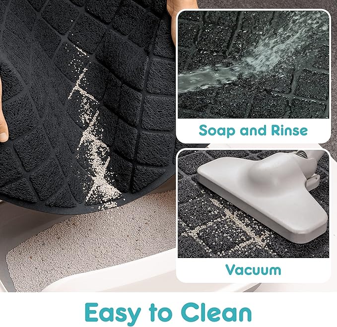 PVC Cat Litter Mat 24" x 15" Inch Black, Less Waste Cat Litter Box Mat - Image 5