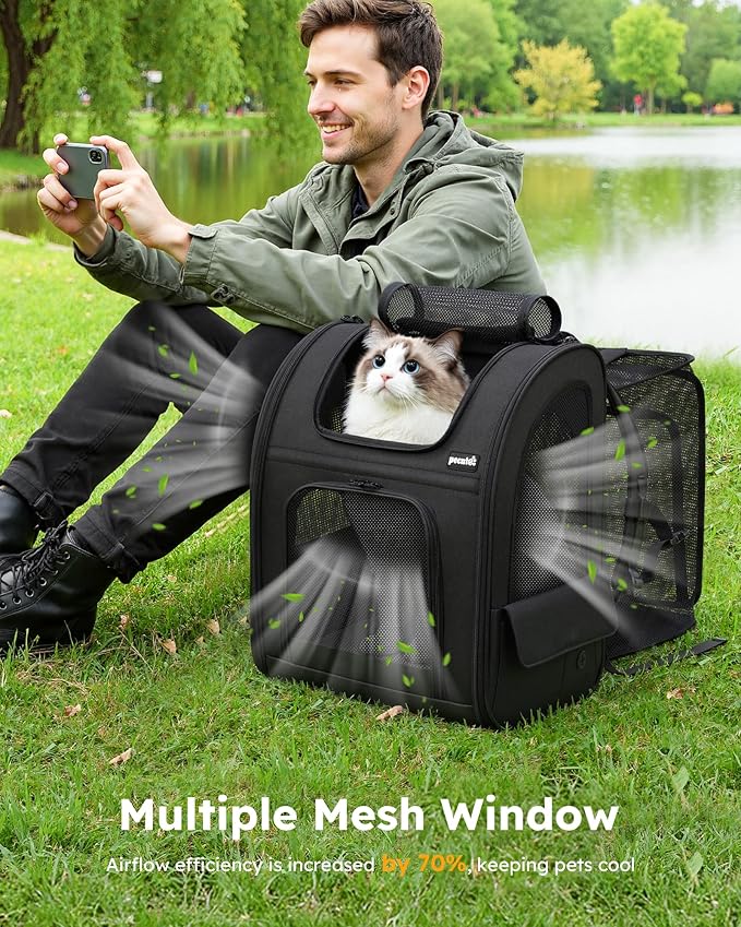 Pecute Cat Backpack Carrier XL, Expandable Pet Backpack - Image 7