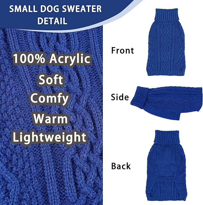 Dog Sweaters Small Dog Clothes Winter Turtleneck Puppy Sweater Warm Pet Cat - Image 4