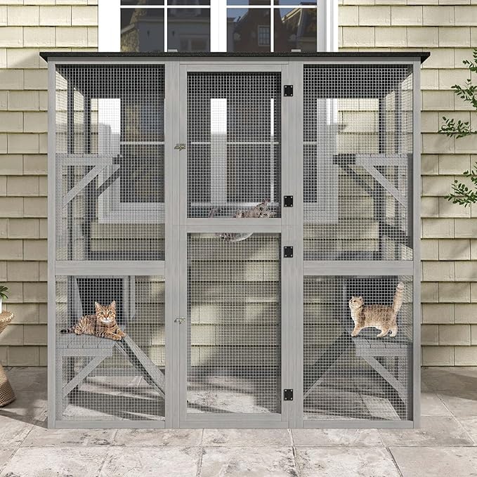 DWVO Cat House Outdoor Catio Kitty Enclosure 71" Walk in Cat Kennel Large - Image 6