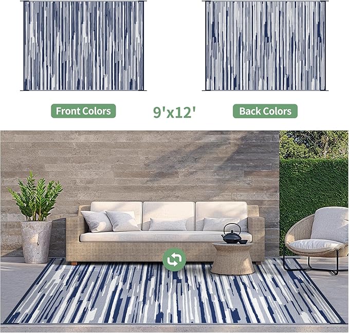 GENIMO Outdoor Rug for Patio Clearance, Reversible Plastic Straw Rugs for RV - Image 2