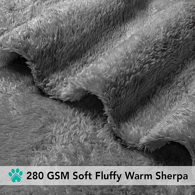 PetAmi Dog Blanket for Small Dogs Grey, Fluffy Soft Puppy Blanket, Sherpa - Image 4