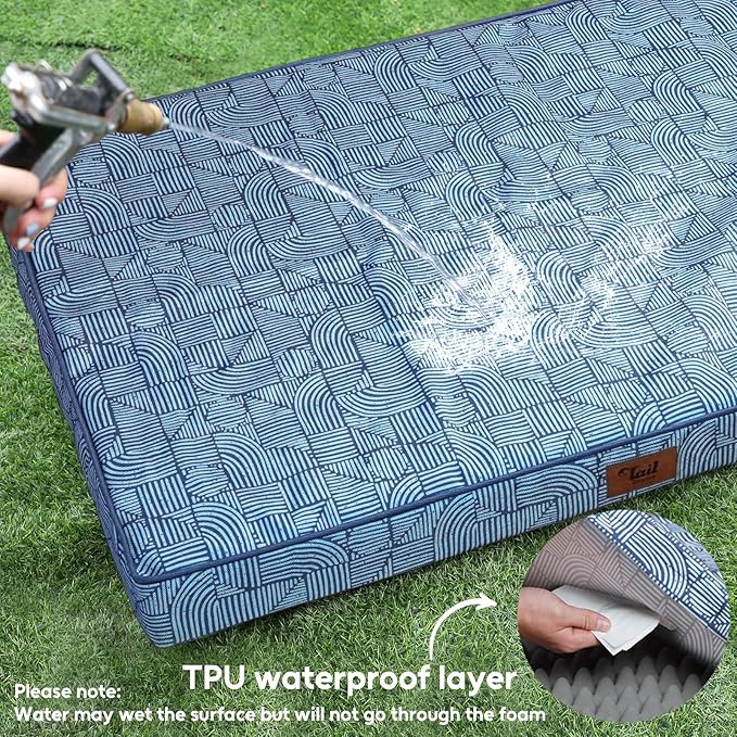 Outdoor Large Washable Dog Bed, Orthopedic Egg Crate Foam Dog Crate Mat - Image 4