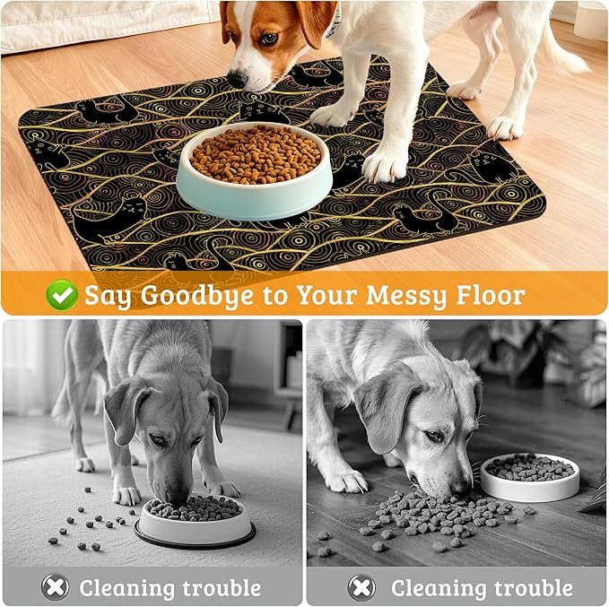 Japanese Cats Feeding Mat, Absorbent Quick-Dry Cat Dog Food and Water Bowl Mats - Image 4