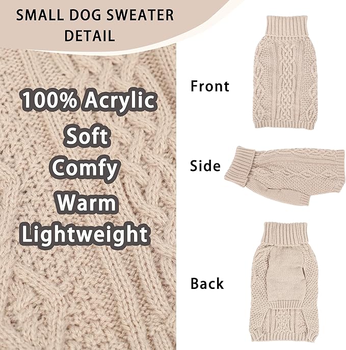 Dog Sweaters Small Dog Clothes Winter Turtleneck Puppy Sweater Warm Pet Cat - Image 4