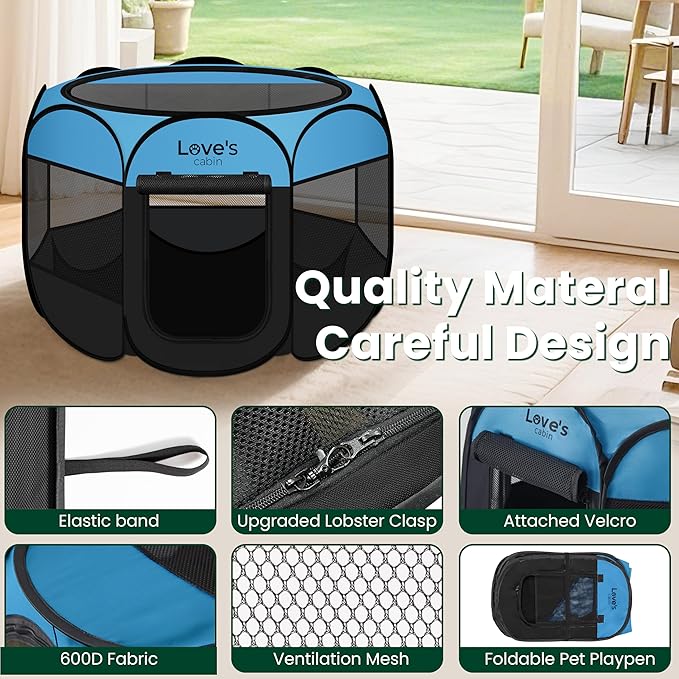 Love's cabin Pet Puppy Dog Playpen, Medium Dog Tent Crates Cage Indoor/Outdoor - Image 7