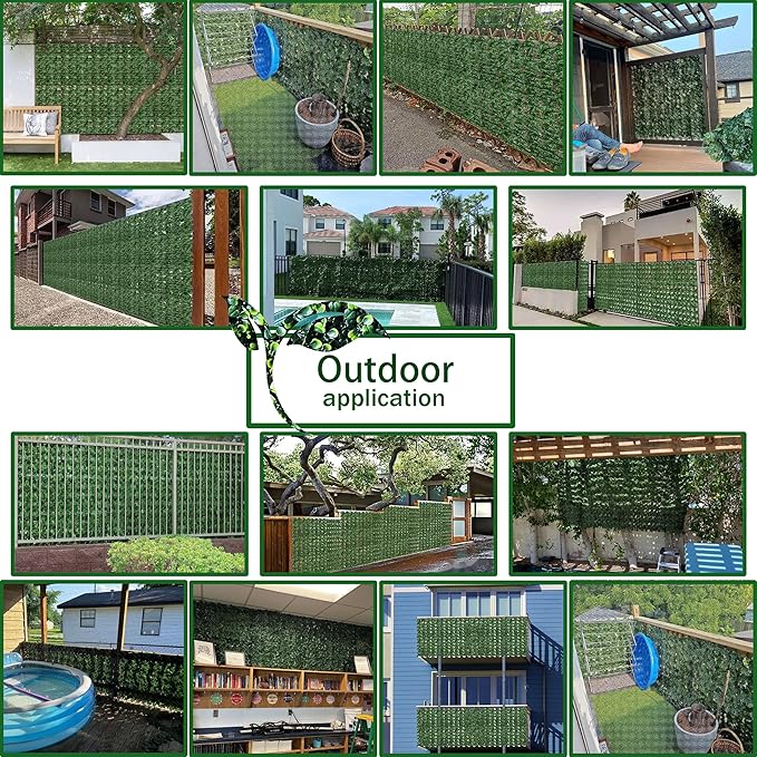 Artificial Fence Privacy Screen: 5FT x 50FT UV-Anti Faux Greenery Backdrop Ivy - Image 6