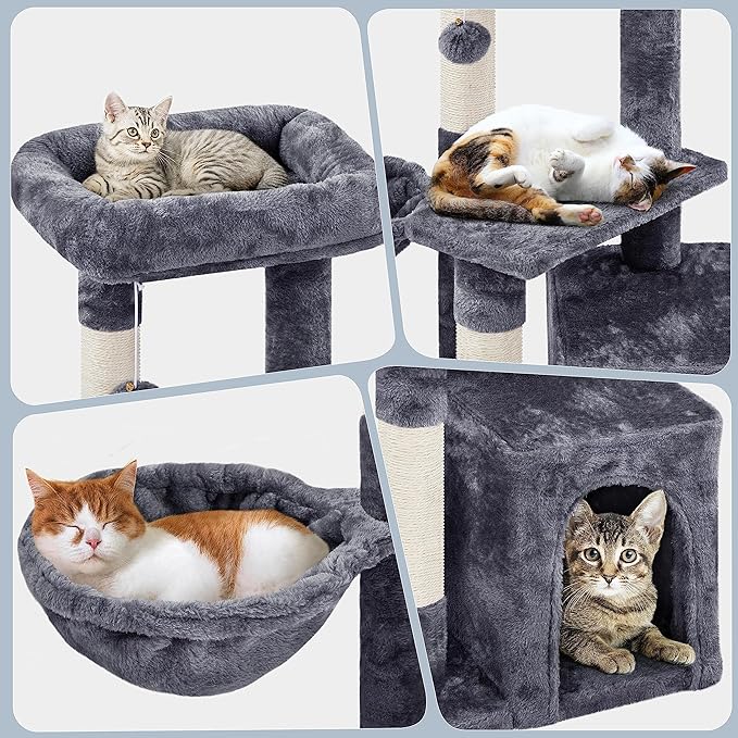 Topeakmart Cat Tree Cat Tower for Indoor Cats, 34.5in Cute Cat Tree Activity - Image 3