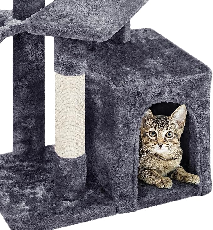 Topeakmart Cat Tree Cat Tower for Indoor Cats, 34.5in Cute Cat Tree Activity - Image 5