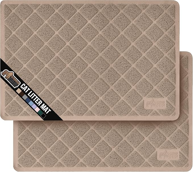 GORILLA GRIP Cat Litter Box Mat, 35x23 2 Pack, Water Resistant, US Designed by GorillaGrip