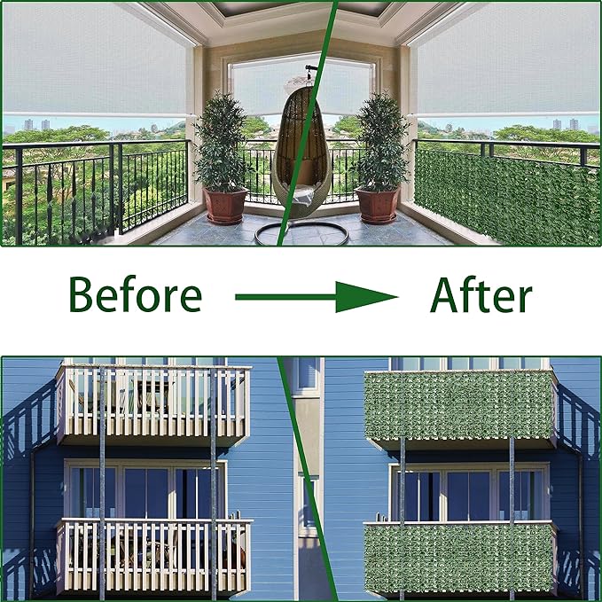 Artificial Fence Privacy Screen: 6FT x 50FT UV-Anti Faux Greenery Backdrop Ivy - Image 6
